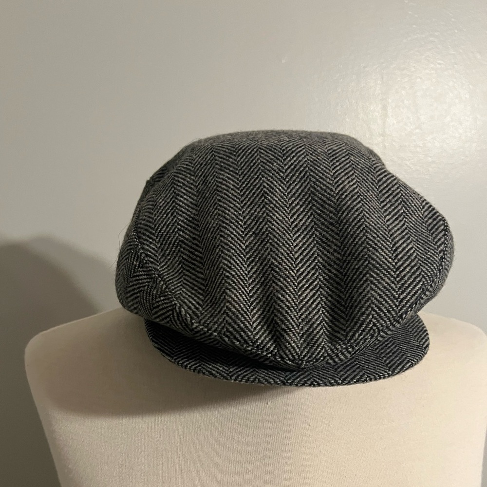 Gray Herringbone Newsboy Cap